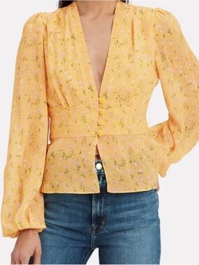 Divine Heritage Floral Peasant Blouse